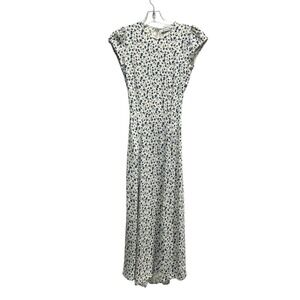 Reformation Cream Midi Dress with Blue Floral Print